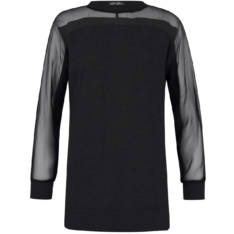 WOOL SWEATER WITH ORGANZA SILK "CHRISTA" IN BLACK