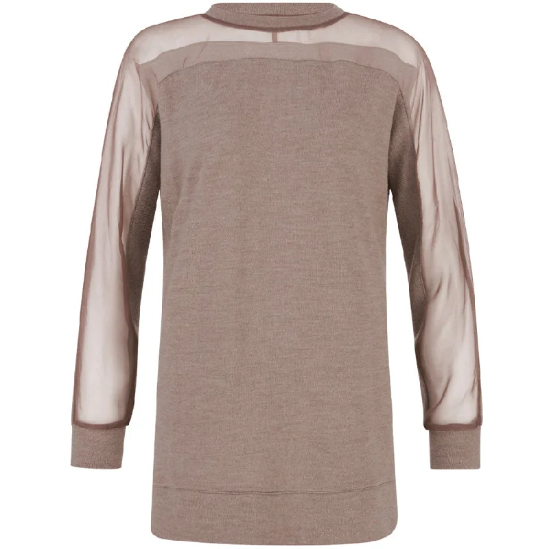 WOOL SWEATER WITH ORGANZA SILK "CHRISTA" IN CAPPUCCINO