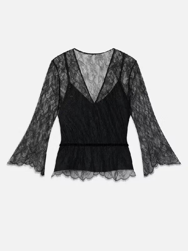 Frame Lace V-Neck Blouse