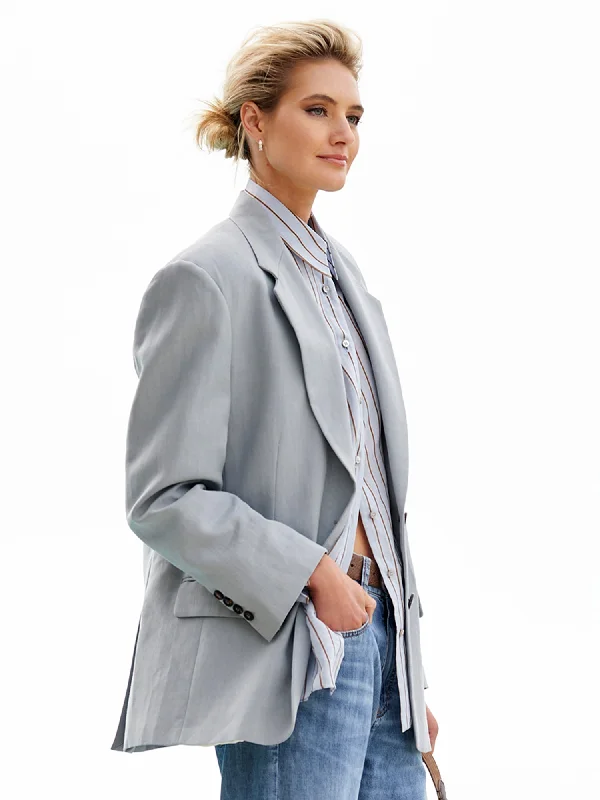 Linen Blend Boyfriend Blazer