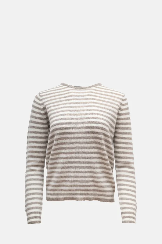 Little Stripe Crew Organic Lt Brown Cream