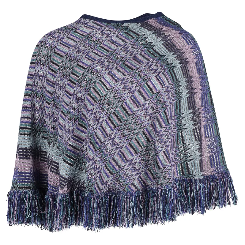 Missoni Chevron Fringe Poncho in Multicolor Viscose