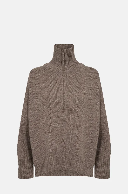 Perle Rollneck Taupe Grey Melange