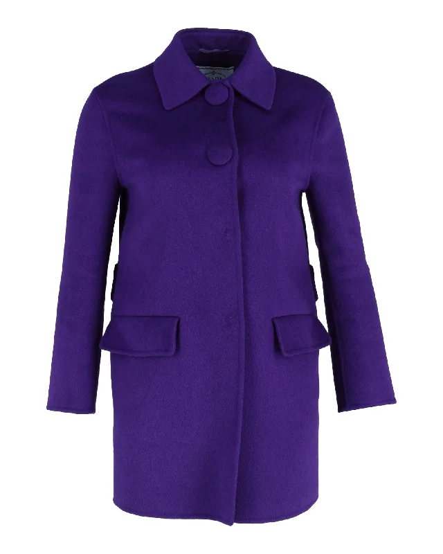 Prada Angora Long Coat in Violet Wool