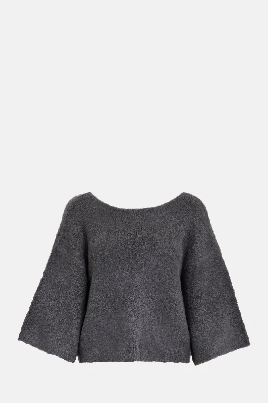 Talima Cropped Knit Pullover Gunmetal