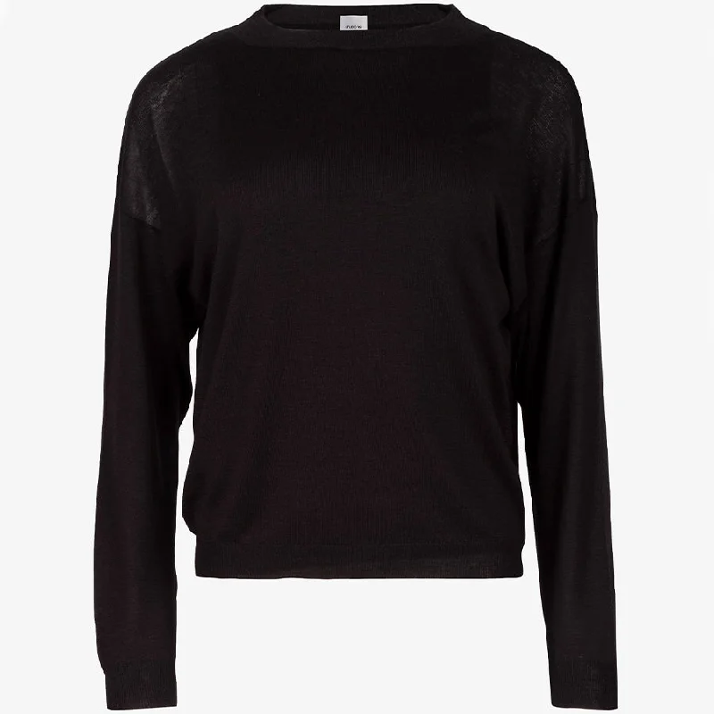 SILK CASHMERE MIXED FEATHERWEIGHT SWEATER "TUYA" IN BLACK