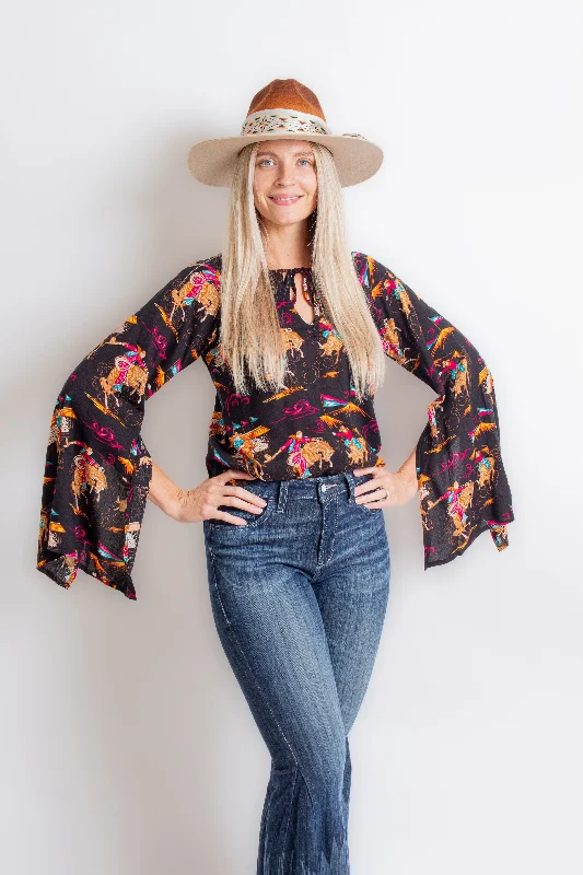 Retro Rodeo Print Blouse