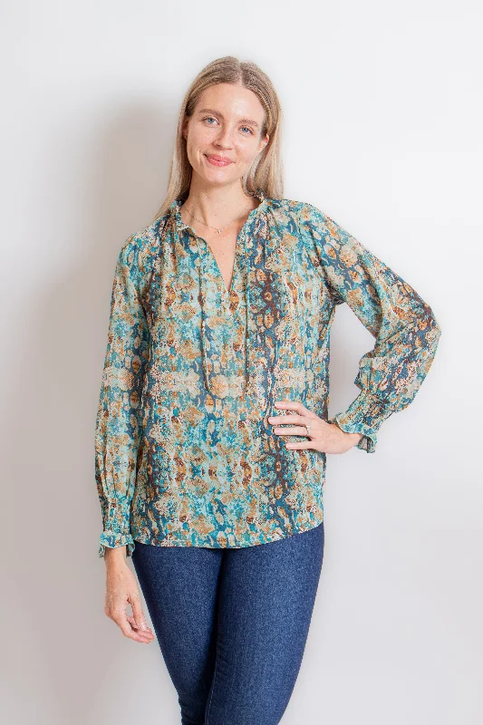 Teal Snake Print Blouse