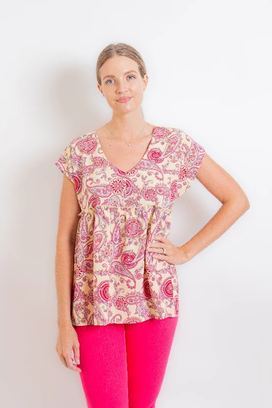 Pink & Cream Paisley Blouse