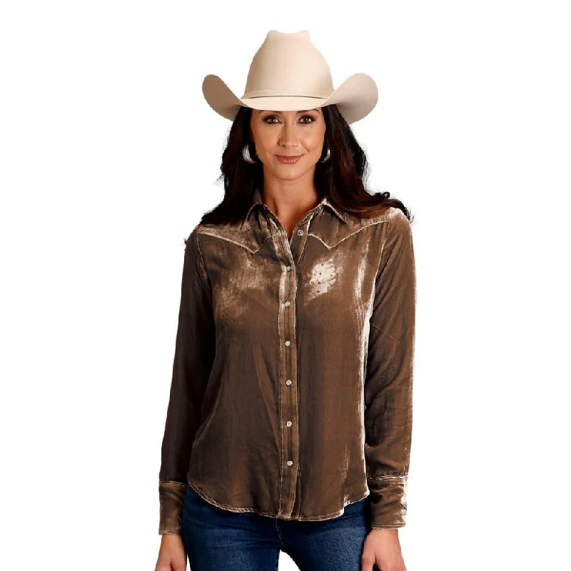 Khaki Velvet Western Shirt