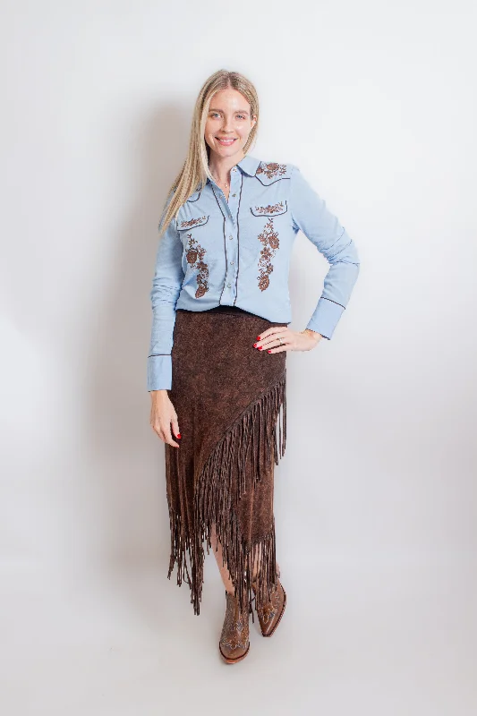 Light Blue & Brown Western Shirt