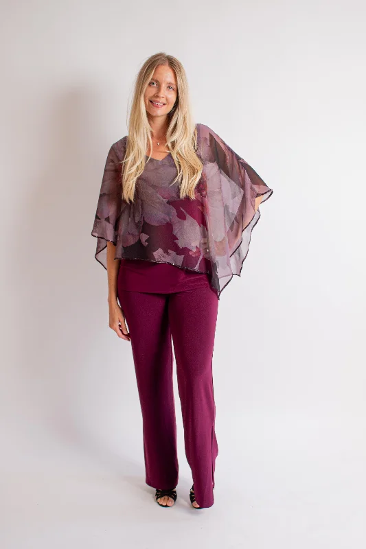 Burgundy/ Mauve Floral Blouse