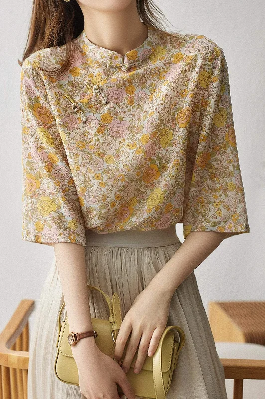 China-style Flower Blouse