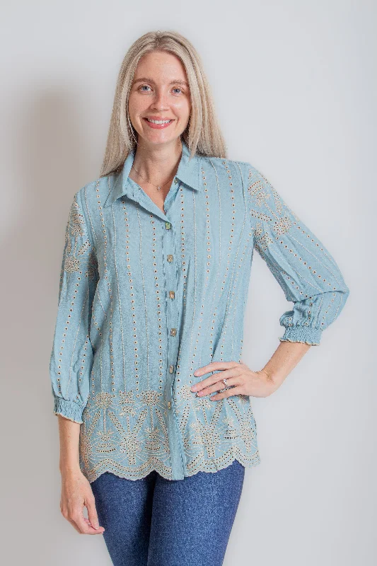 Celestial Blue Eyelet Blouse