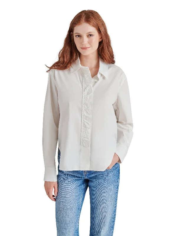 Merida Ruffled Shirt, Whisper White | Steve Madden