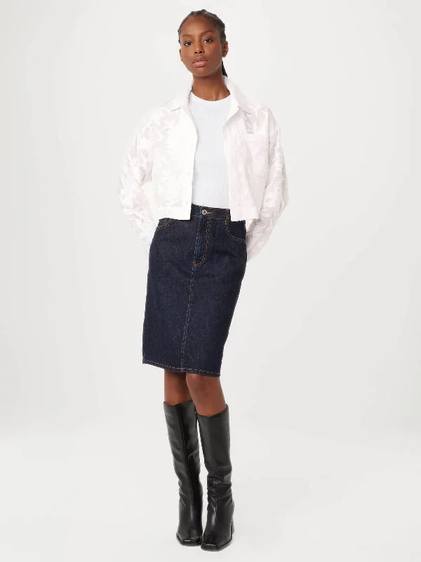 The Cropped Jacquard Shirt - White