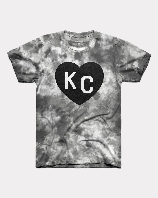 Black and White Tie Dye KC Heart T-Shirt