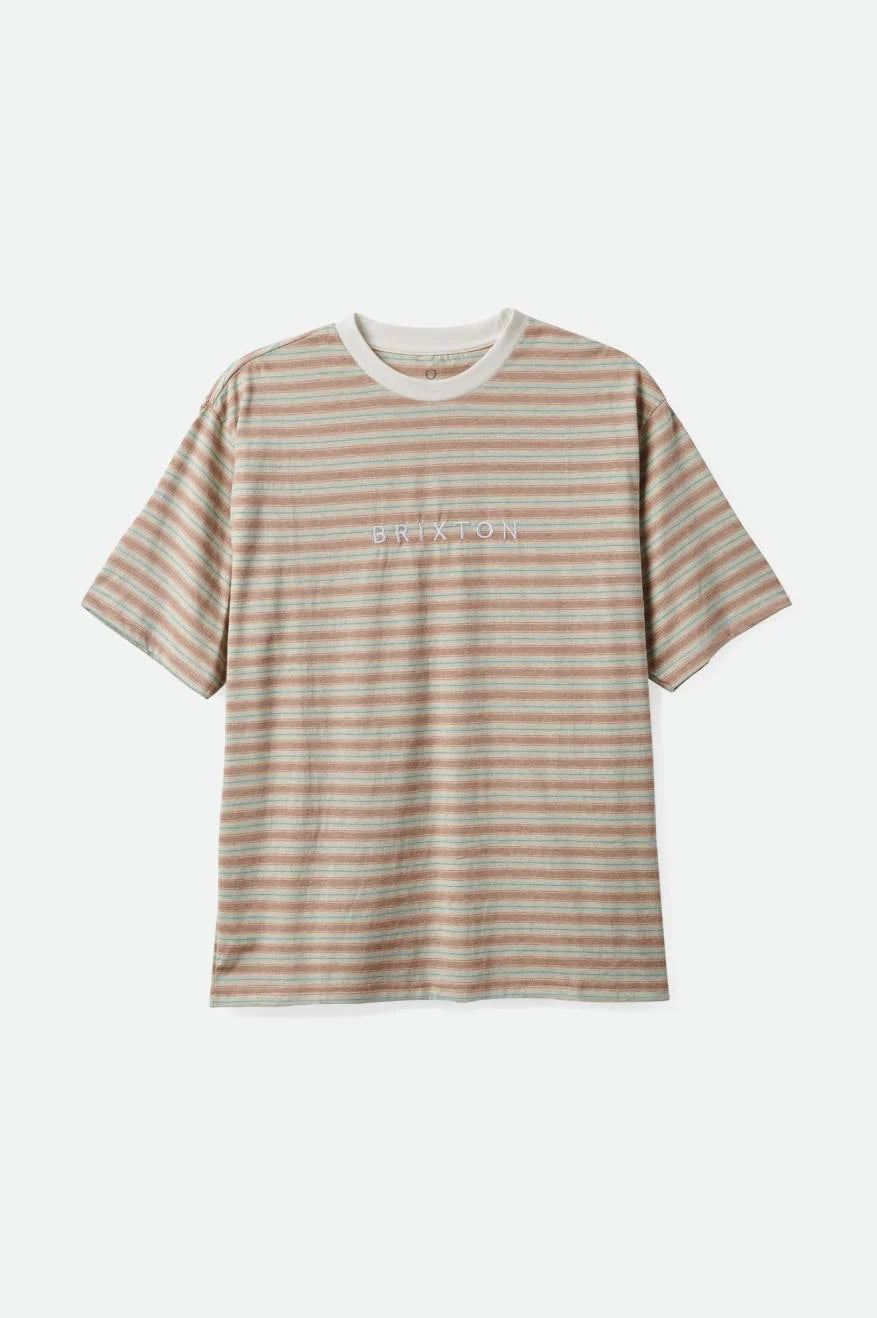 BRIXTON - HILT ALPHA LINE S/S KNIT - TWIG/WHITECAP/SEAFOAM