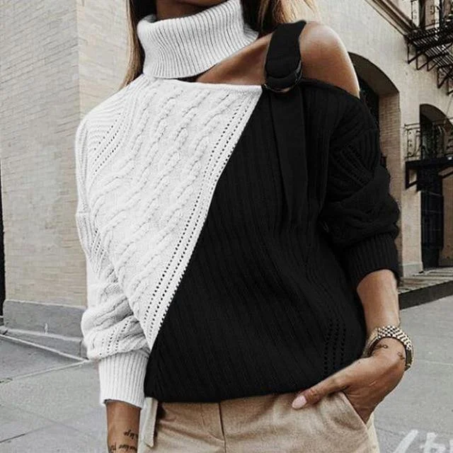 Off Shoulder Knitted Women Sweatshirts