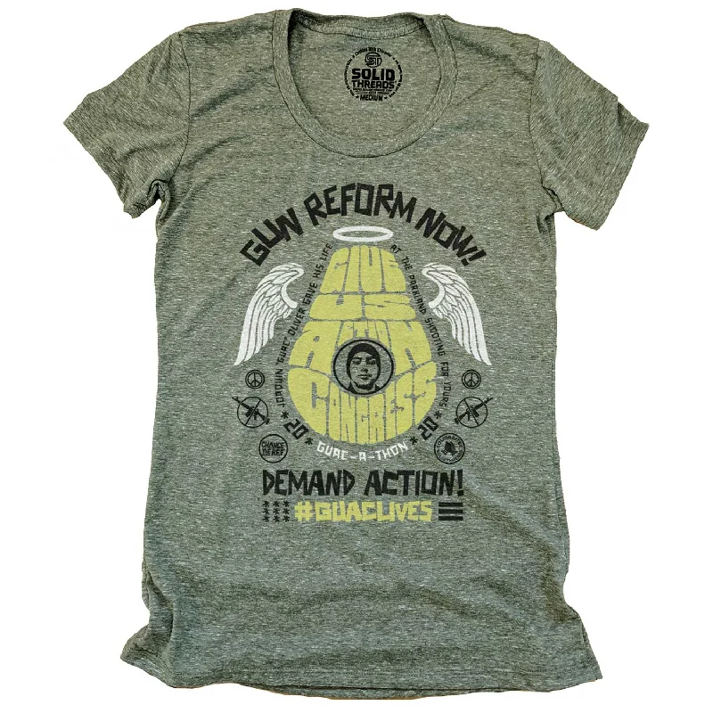 Women's Guac-A-Thon 2020 Give Us Action Congress Triblend Olive T-shirt | Supports Gun Reform