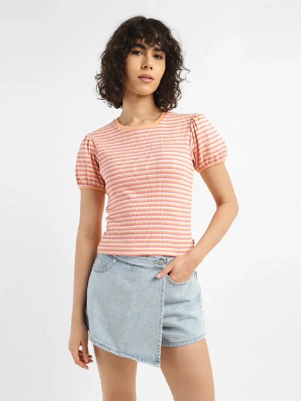 Women's Striped Round neck T-shirt