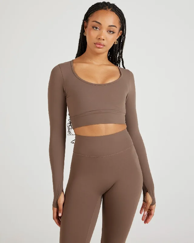 Airey Scoop Crop Long Sleeve - Light Brown