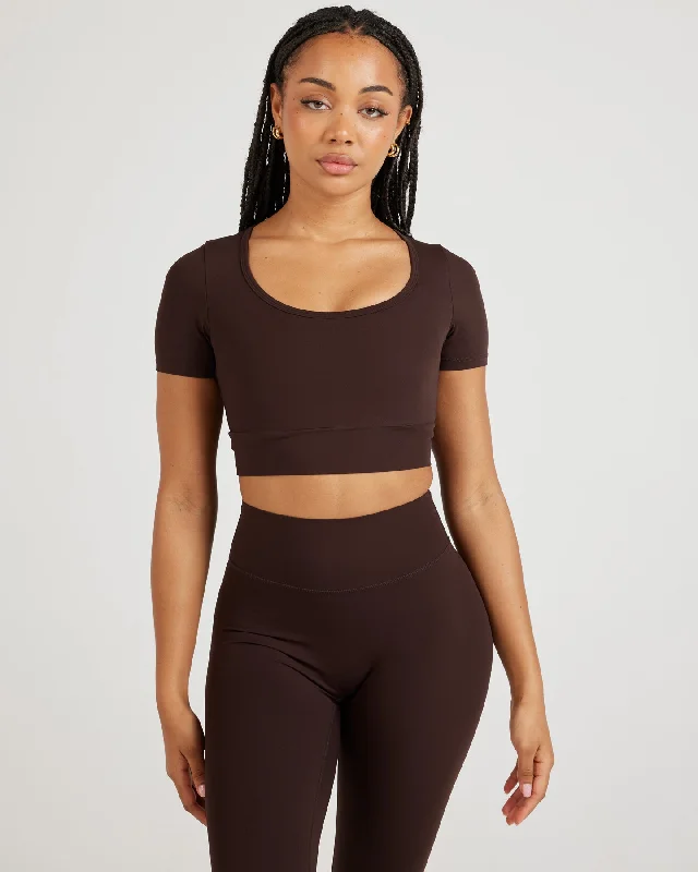 Airey Scoop Crop Tee - Espresso