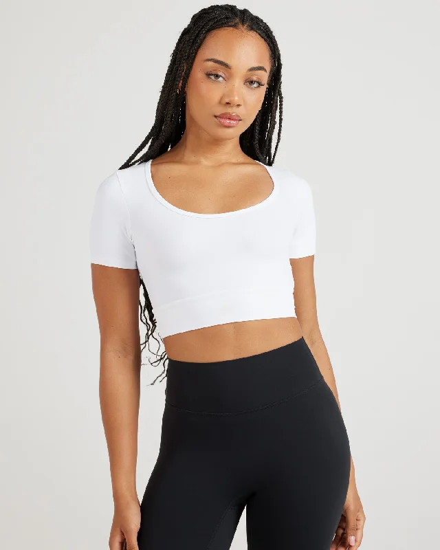 Airey Scoop Crop Tee - White