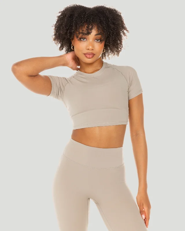 Aura Crop Tee - Vintage Khaki