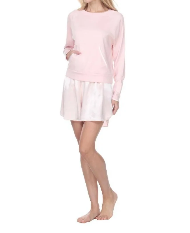 Becca Long Sleeve Semi Crop Sweatshirt In Blush