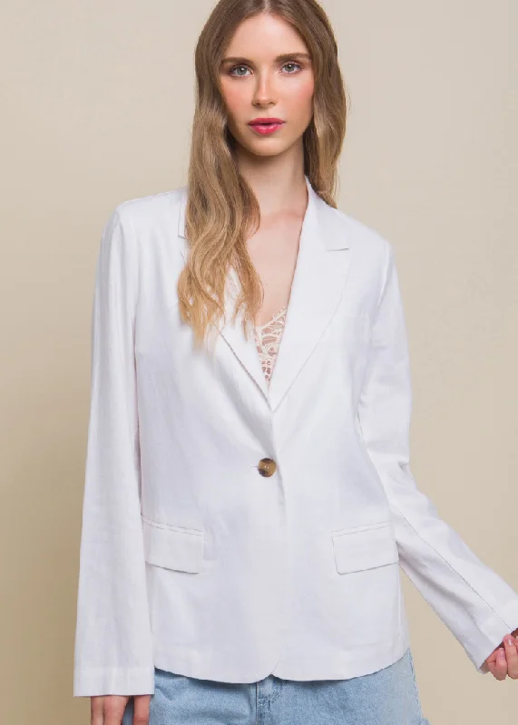 Dani Linen Blazer - White