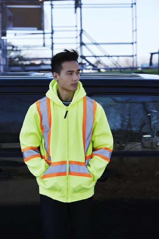 Deluxe Hi Vis Safety Hoodie, Attached Hood