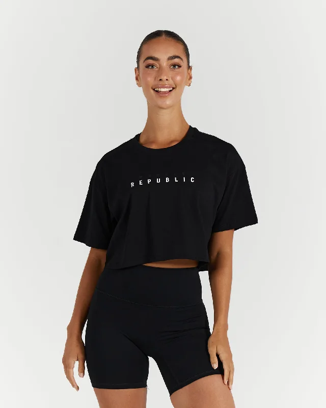 LOOSE CROP TEE - BLACK