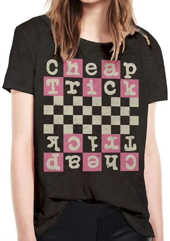 Cheap Trick Checkerboard Crop Tee In Black