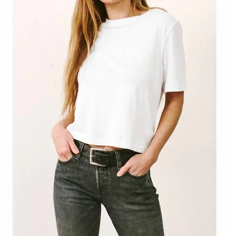 Crop Band Tee In White