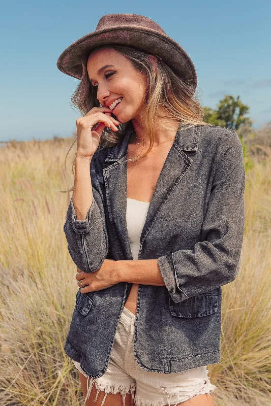 Denim Perfection Washed Black Blazer