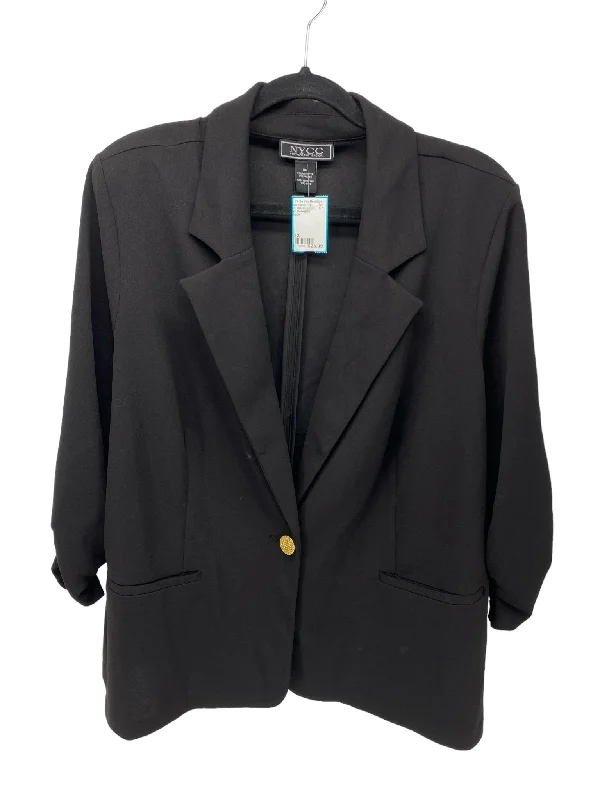 NY Collection Women Size 3X Black CD Blazer