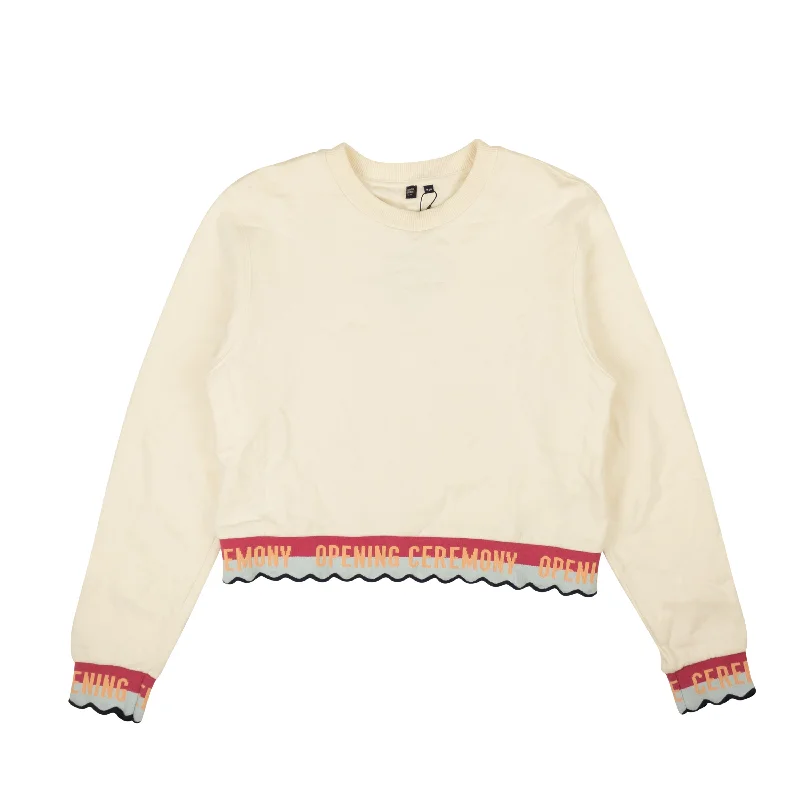 Opening Ceremony Scallop Oc Elastic Logo Crop Sweatshirt - Cloud