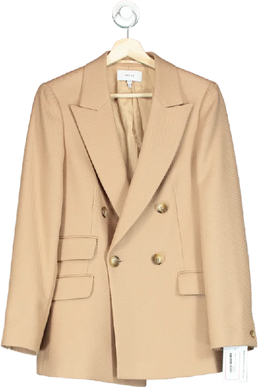 REISS Beige Double-Breasted Blazer UK 10