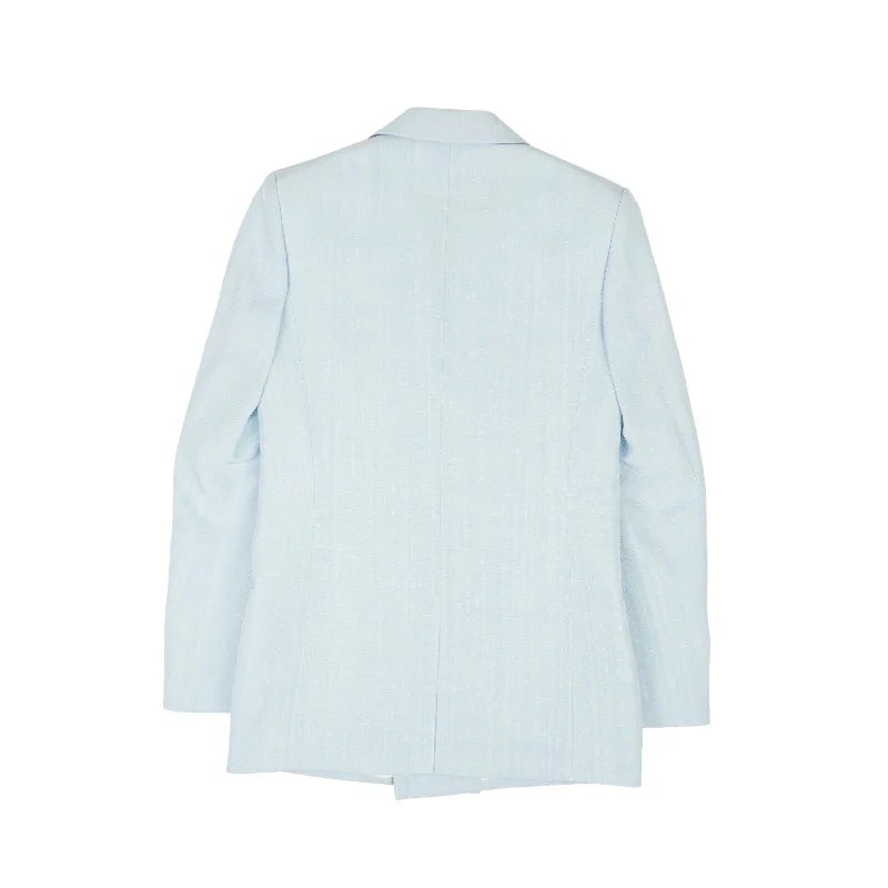 Light Blue Viscose Double-Breasted Blazer