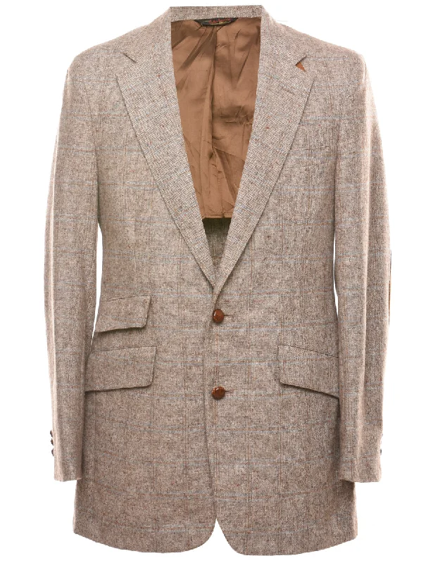 Light Brown Classic Elbow Patch Detail Blazer - L