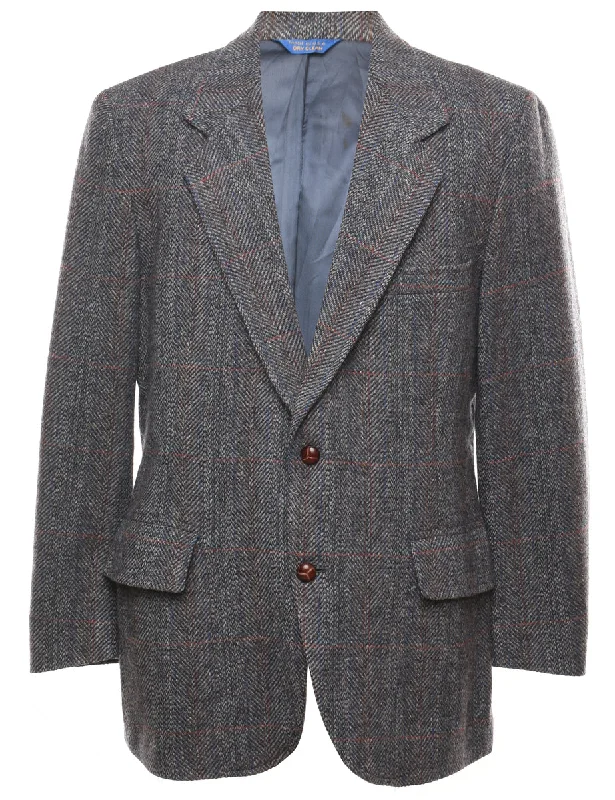 Pendleton Grey Herringbone Tweed Blazer - L