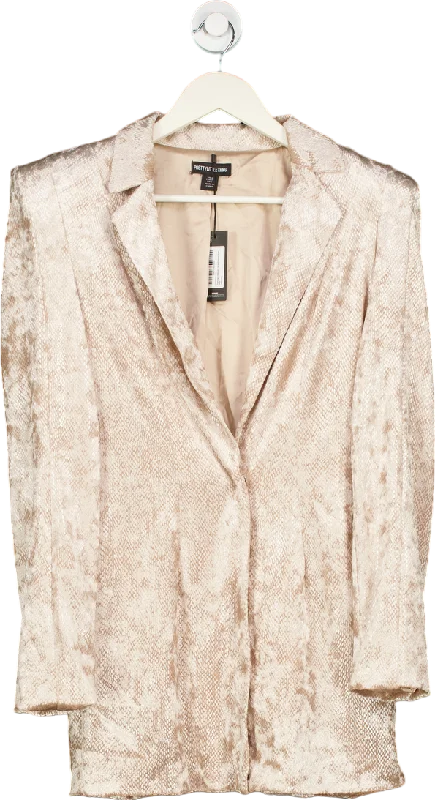 PrettyLittleThing Beige Textured Blazer UK 6