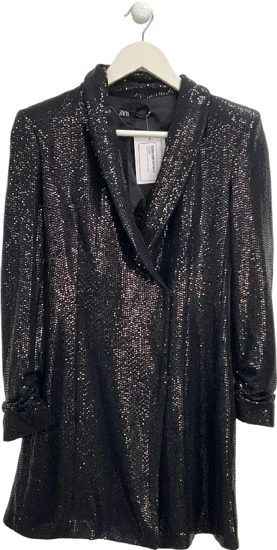 ZARA Black Sequin Blazer UK 8