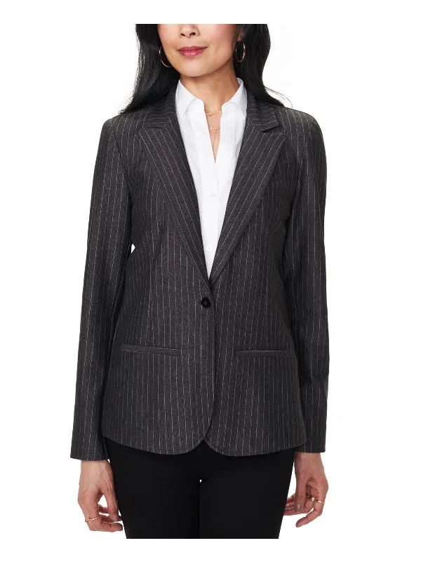 NYDJ Women's Pinstripe One Button Blazer Black Size Medium