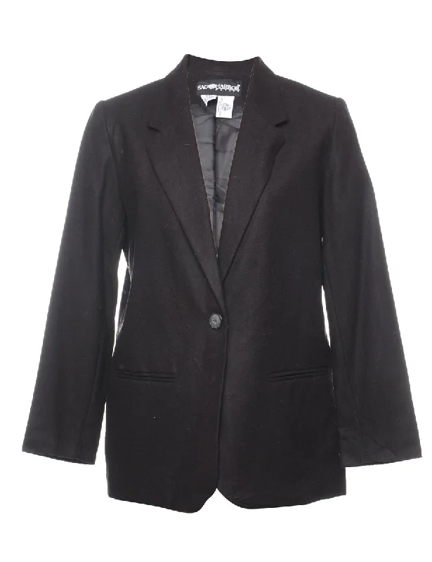 Sag Harbor Black Wool Blazer - M