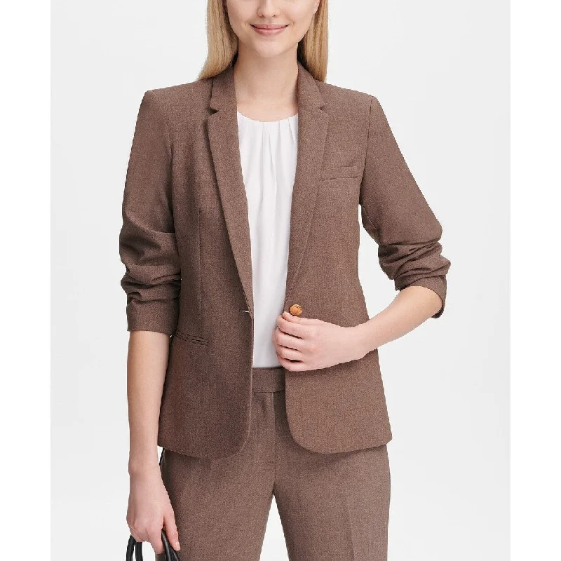 Calvin Klein Women's One-Button Blazer Heather Taupe Size 16" - Brown - 16'