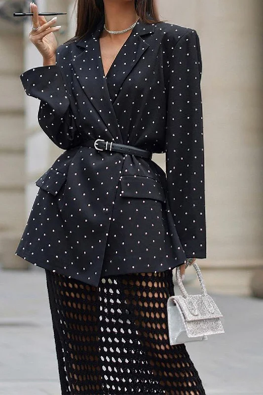 WOMEN LOOSE FIT BOYFRIEND FIT POLKA DOT BLAZER