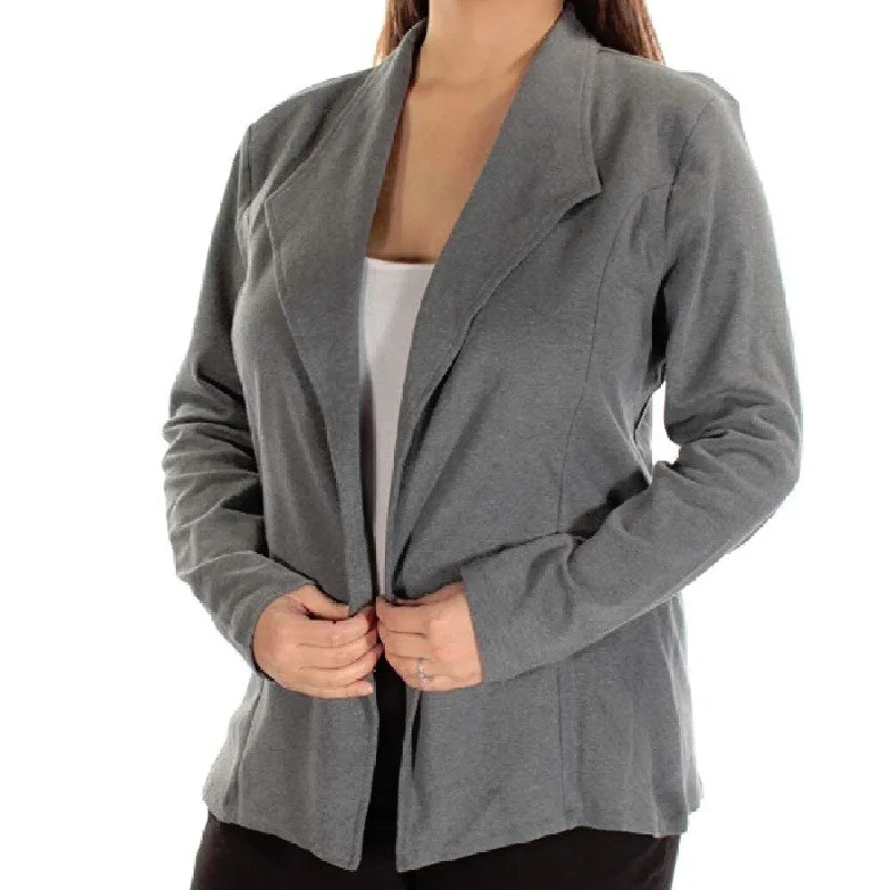 Style & Co Women's Open Front Long Sleeve Blazer Steel Grey Size Medium