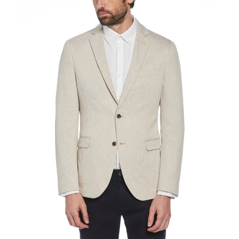 Tan Herringbone Knit Blazer